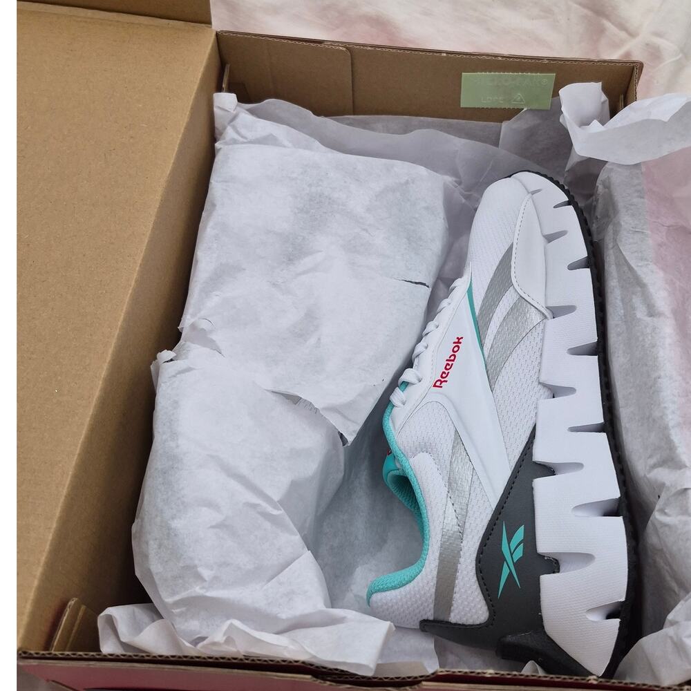 NEW Reebok Zig Dynamica STR running sneaker shoes white aqua grey Women's size 7 - Picture 6 of 7